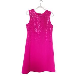 Tahari Sleeveless Sheath Dress Scatter Sequins Viva Magenta Pink Size 12